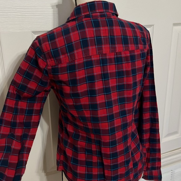 Hollister red & navy plaid flannel button down shirt Size S - Picture 12 of 17